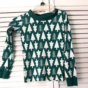 Hanna Andersson Green Long-Sleeve Tee with White Tree Print